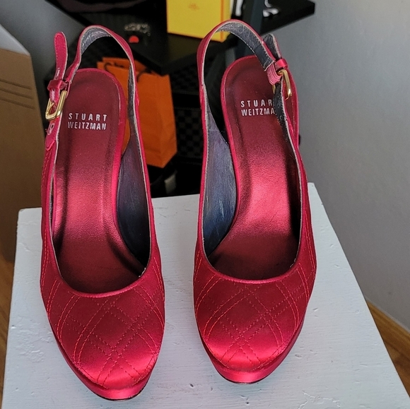 STUART Weitzman Slingback Heels Satin Pumps - Picture 3 of 12